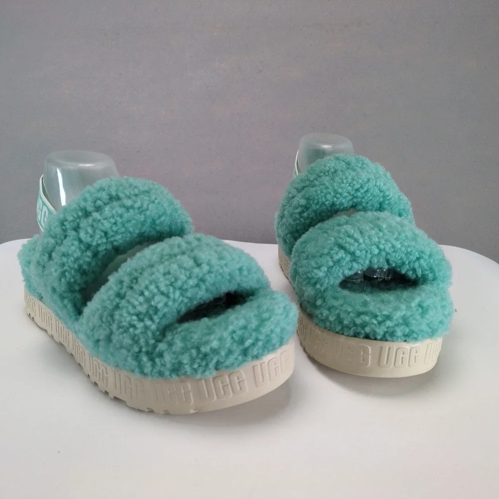 UGG Oh Fluffita Splash Blue Teal Shearling 2.5